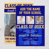 Navy Blue and Gold Team Afstuderen Team Spirit Kaart (Voorkant / Achterkant)