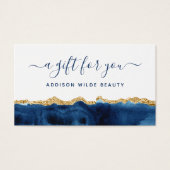 Navy Blue And Gold Watercolor Gift Card Visitekaartje (Voorkant)