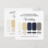 Navy Blue and Gold Wedding Color Palette Card Kaart (Voorkant / Achterkant)