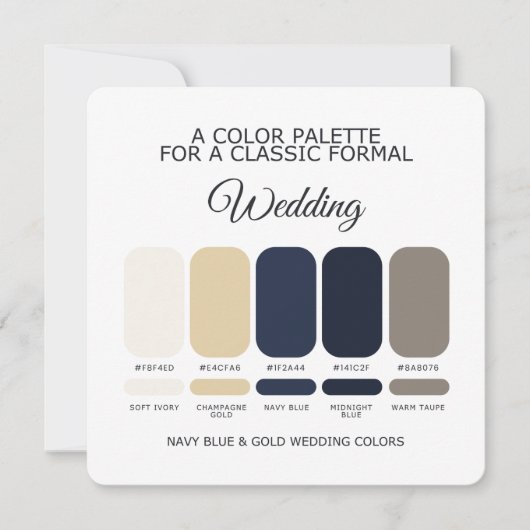 Navy Blue and Gold Wedding Color Palette Card Kaart (Voorkant)