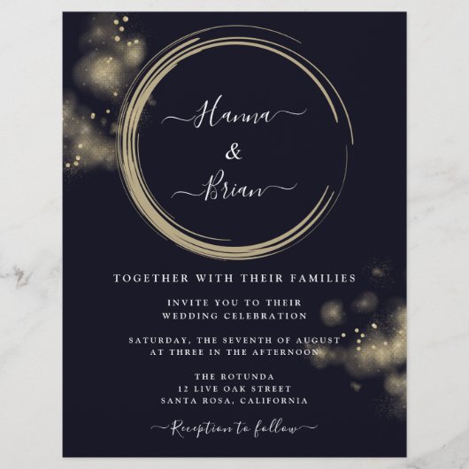 Navy Blue and Gold Wedding Flyer (Voorkant)