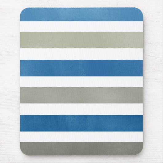 Navy Blue and Gray Stripes Pattern Mousepad Muismat (Voorkant)