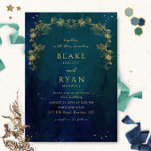 Navy, Blue and Green Enchanting Celestial Wedding Kaart