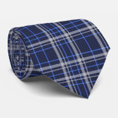 Navy Blue and Grey Tartan Plaid Scottish Style Tie Stropdas (Opgerold)