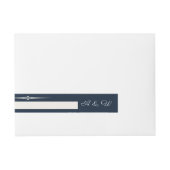 Navy Blue and Ivory Elegant Monogram Wedding Adreslabel Wikkel (Voorkant)