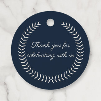 Navy Blue and Ivory Elegant Monogram Wedding Favor Bedankjes Labels
