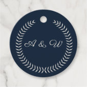 Navy Blue and Ivory Elegant Monogram Wedding Favor Bedankjes Labels (Voorkant)