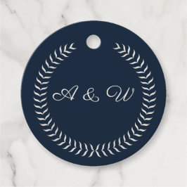 Navy Blue and Ivory Elegant Monogram Wedding Favor Bedankjes Labels