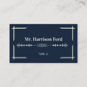 Navy Blue and Ivory Elegant Wedding Plaatskaartje (Voorkant)