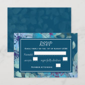 Navy Blue and Light Blue Watercolor Floral Elegant RSVP Kaartje (Voorkant / Achterkant)