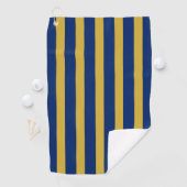 Navy Blue and Metallic Gold Vertical Striped Golfhanddoek (Insitu)