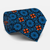 Navy Blue And Orange Abstract  Stropdas (Opgerold)