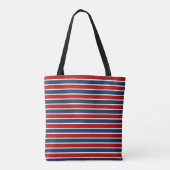 Navy Blue and Red Stripes Design Tote Bag (Achterkant)