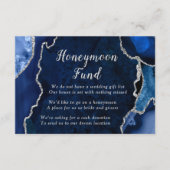 Navy Blue and Silver Agate Honeymoon Fund Informatiekaartje (Voorkant)