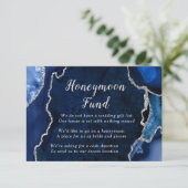 Navy Blue and Silver Agate Honeymoon Fund Informatiekaartje (Staand voorkant)