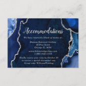 Navy Blue and Silver Agate Wedding Accommodations Informatiekaartje (Voorkant)