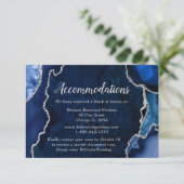Navy Blue and Silver Agate Wedding Accommodations Informatiekaartje (Staand voorkant)