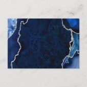 Navy Blue and Silver Agate Wedding Accommodations Informatiekaartje (Achterkant)