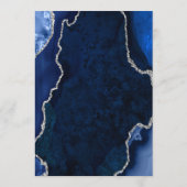 Navy Blue and Silver Agate Wedding Menu (Achterkant)