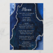 Navy Blue and Silver Agate Wedding Menu (Voorkant)