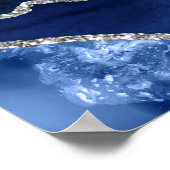 Navy Blue and Silver Agate Wedding Seating Chart Poster (Hoek)