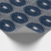 Navy Blue and Silver Graduation Cadeaupapier (Hoek)