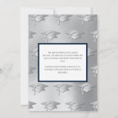 Navy Blue and Silver Graduation Kaart (Achterkant)