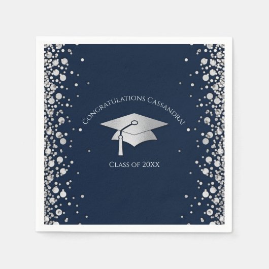 Navy Blue and Silver Graduation Servet (Voorkant)
