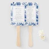 Navy Blue And Silver Wedding Program Handwaaier (Voorkant en achterkant)