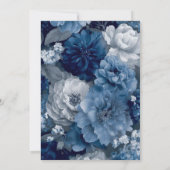 Navy Blue and Silver Wedding Ring Invitation Kaart (Achterkant)