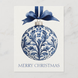 Navy Blue and White Chinoiserie Christmas Ornament Briefkaart