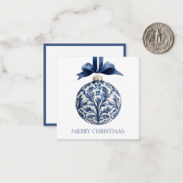 Navy Blue and White Chinoiserie Christmas Ornament Notitiekaartje