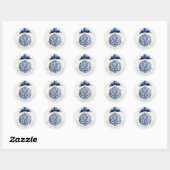 Navy Blue and White Chinoiserie Christmas Ornament Ronde Sticker (Vel)