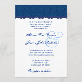 Navy Blue and White Damask Wedding V001 Kaart