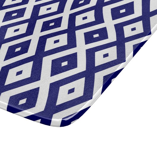 Navy blue and white diamond pattern snijplank (Hoek)