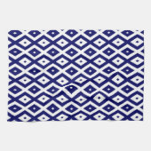 Navy blue and white diamond pattern theedoek (Horizontaal)