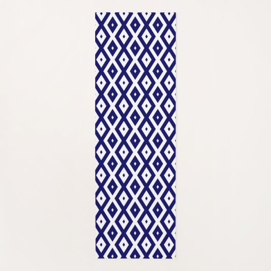 Navy blue and white diamond pattern yogamat (Voorkant)