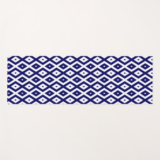 Navy blue and white diamond pattern yogamat (Voorkant (horizontaal))