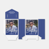 Navy Blue and White Gradient Photo Birthday Bedankdoosjes (Uitgevouwen)