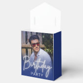 Navy Blue and White Gradient Photo Birthday Bedankdoosjes (Geopend)