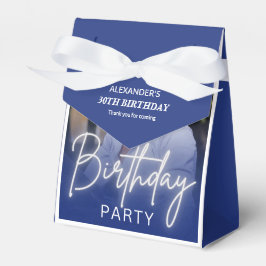 Navy Blue and White Gradient Photo Birthday Bedankdoosjes