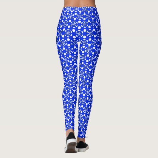 Navy blue and white mixed element seamless pattern leggings (Achterkant)