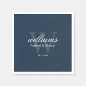 Navy Blue and White Monogram Wedding Servet (Voorkant)