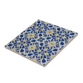 Navy Blue and White Moroccan Zellige Mosaic  Tegeltje (Zijkant)