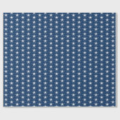 Navy Blue and White Stars Christmas Cadeaupapier (Vlak)