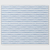 Navy Blue and White Stripe Coastal Christmas Cadeaupapier (Vlak)