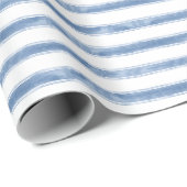 Navy Blue and White Stripe Coastal Christmas Cadeaupapier (Rol Hoek)