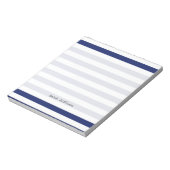 Navy Blue and White Stripe Pattern Notitieblok (Linkerzijde)