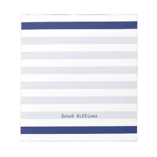 Navy Blue and White Stripe Pattern Notitieblok