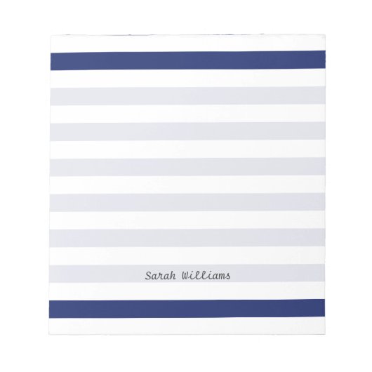 Navy Blue and White Stripe Pattern Notitieblok (Voorkant)